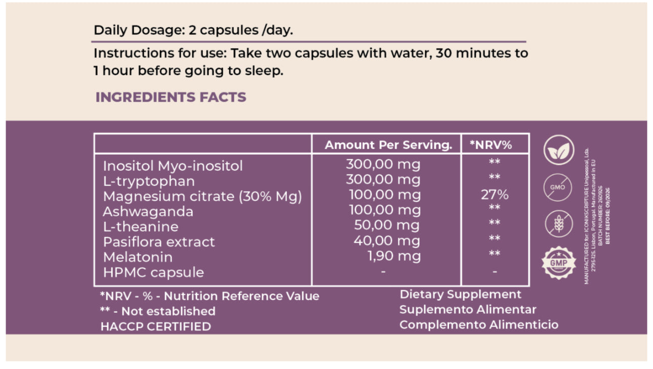 Sleep aid supplement bottle for insomnia relief